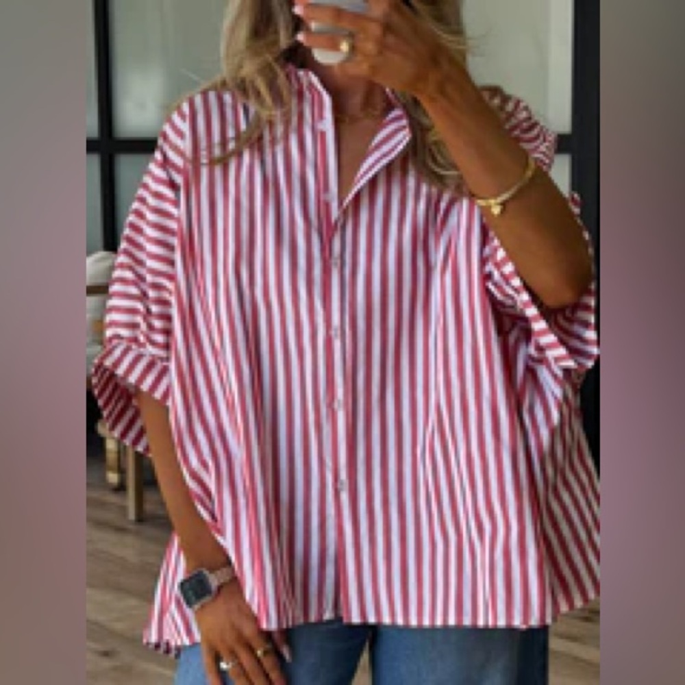 Ruby Stripe Dolman Sleeve Top Size Small - NWT